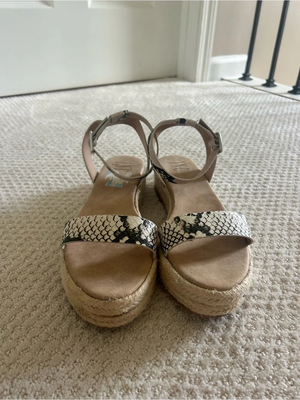 Women’s Snake-Print Espadrille Sandals in Black & White